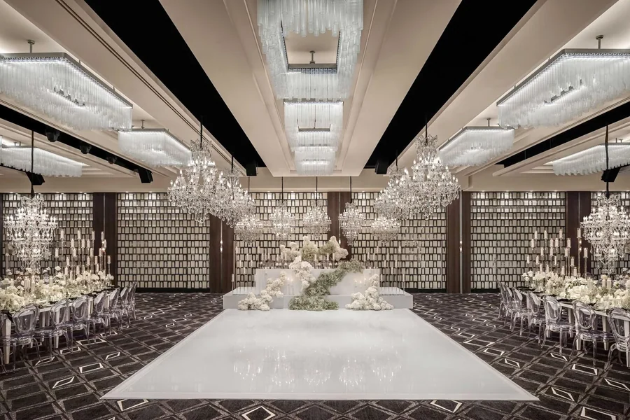 The Grand Ballroom at Sheraton Grand Sydney set for a wedding reception