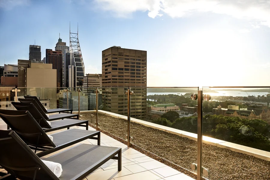 The terrace at Sheraton Grand Sydney looking over the city