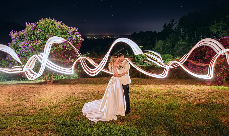 Willidea Studio &mdash; a light-painted long exposure of the couple