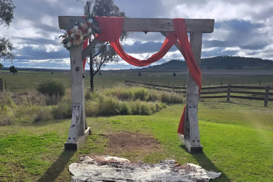 The Point at Aberfeldy Barn, a ceremony on the barn lawn overlooking the valley