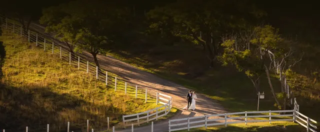 Branell Homestead — the white-fenced driveway from above