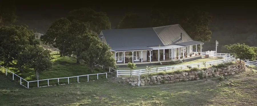 The homestead and its lawn at Branell Homestead, one of two ceremony lawns on the 80-acre property