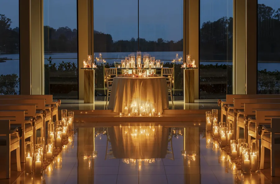 InterContinental Sanctuary Cove Resort — the chapel styled with candles in the evening