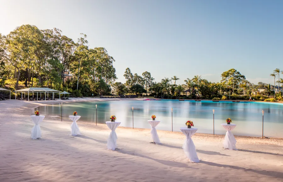 InterContinental Sanctuary Cove Resort — bridesmaids beside the lagoon