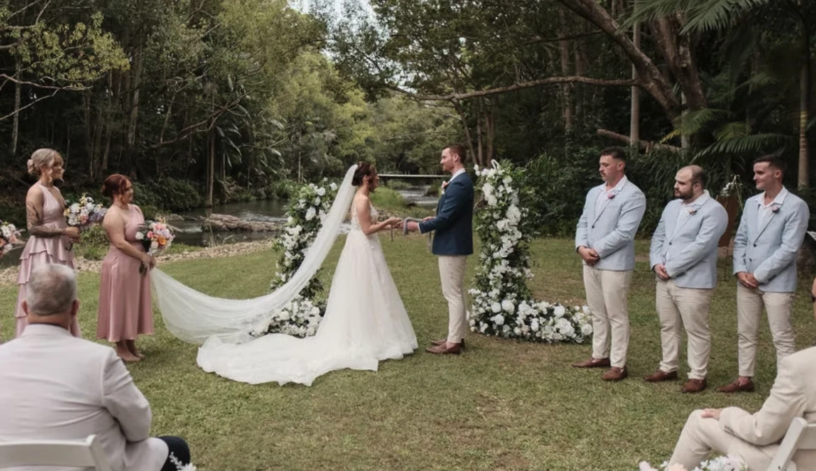 Creek ceremony setting at Sol Gardens