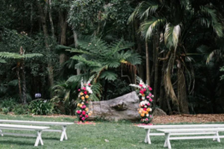 The Ferns at The Acre Boomerang Hills, an intimate ceremony area with a rainforest backdrop