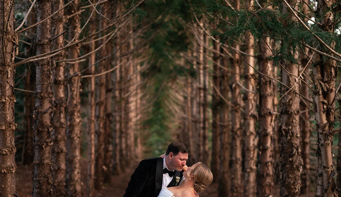 Ceremony among the pines at The Bower Estate