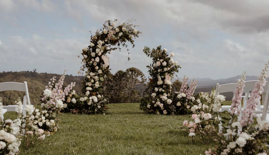 Floral arch on The Lawn at The Old Dairy Maleny