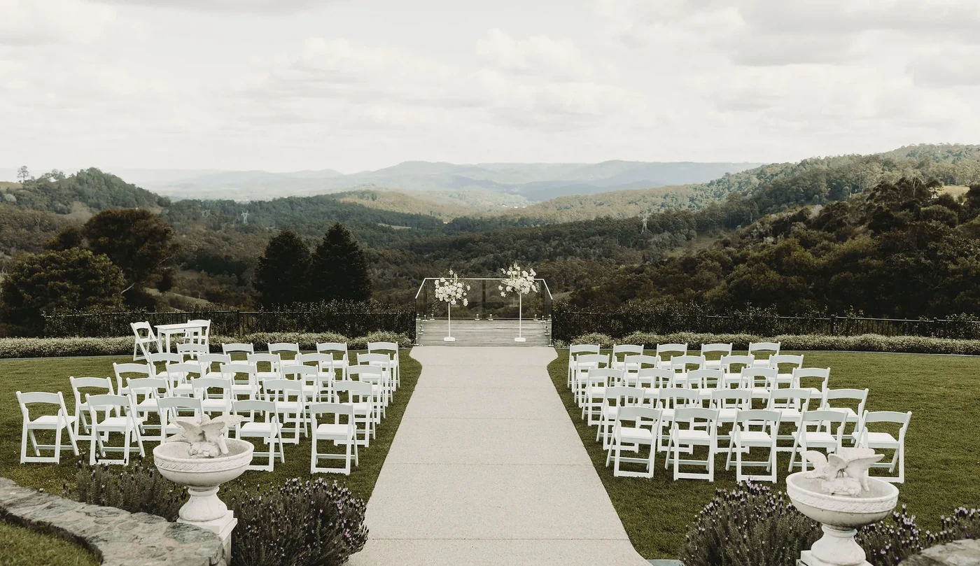 Ceremony set up at the Mountain-View Lookout, The Old Dairy Maleny