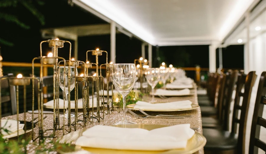 The Garden Terrace set for a reception at Woodford Gardens