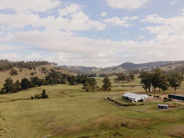 The rolling hills and paddocks of Wallaringa Farm near Dungog