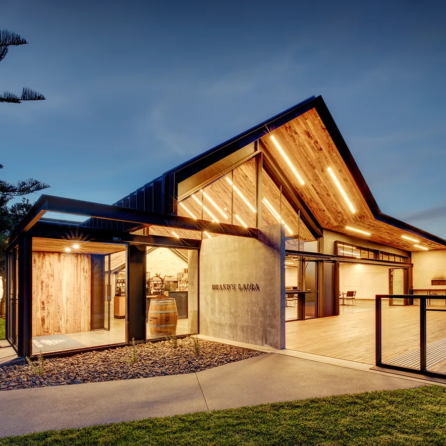 Brand's Laira Coonawarra — the entrance lit at dusk