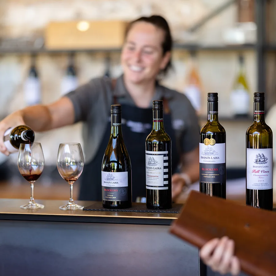Brand's Laira Coonawarra — wine poured at the tasting bar