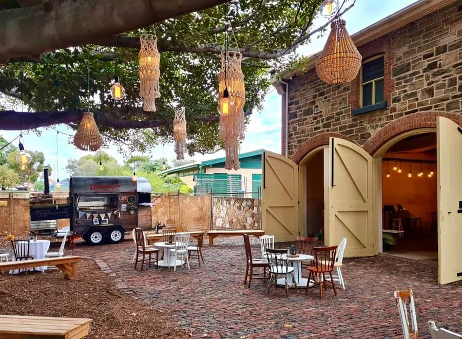 Glanville Hall &mdash; the Coach House courtyard set for guests