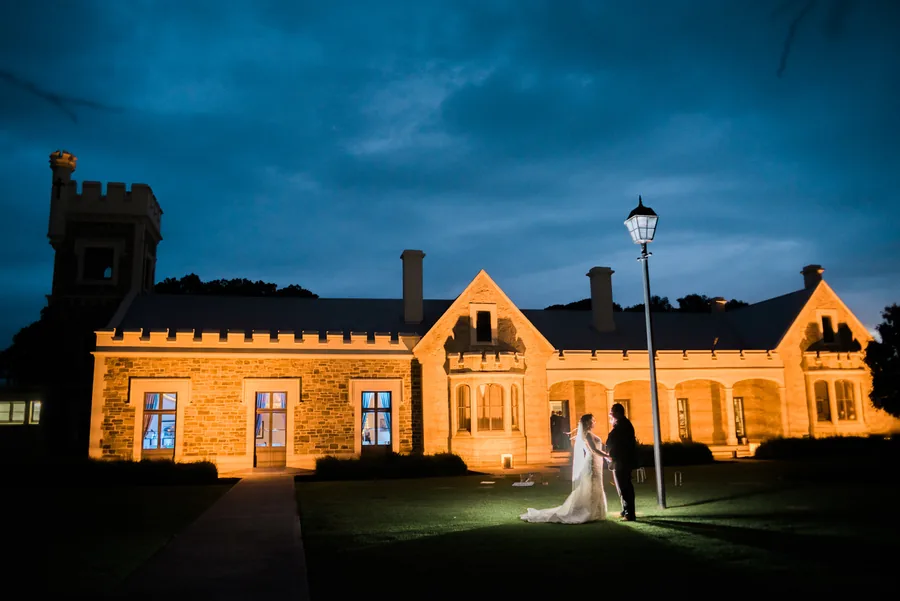 Glanville Hall &mdash; the manor floodlit at night