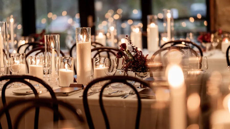 Golding Wines &mdash; candlelit tables dressed for a reception