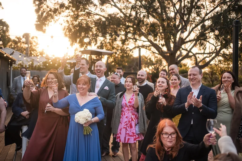Hastwell & Lightfoot — guests at golden hour under the gum tree