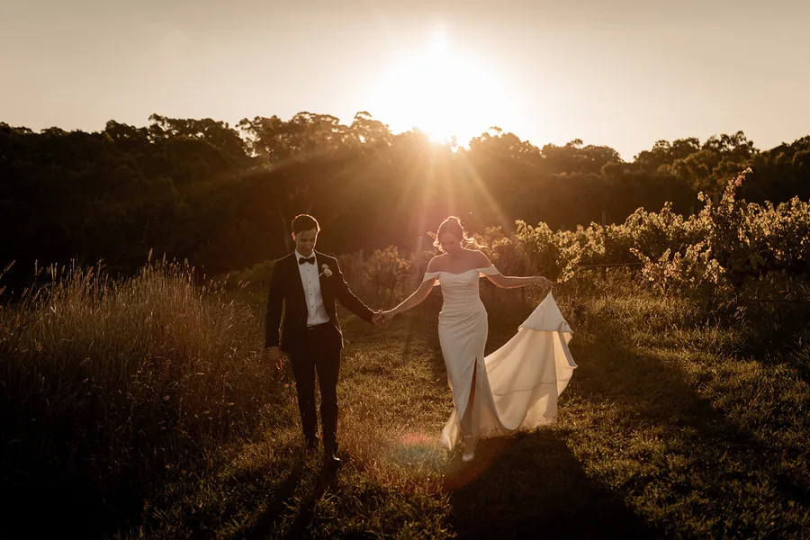 Howard Vineyard — the couple in the vines at sunset