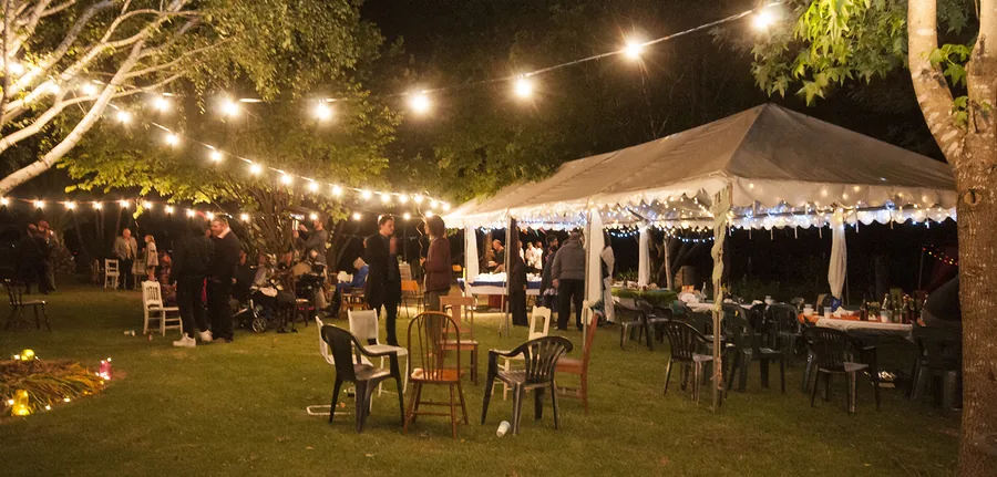 Magpie Springs — the marquee lit up after dark