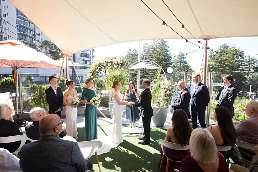 A Celebration Day: a ceremony under the shade sails at Rydges Cronulla