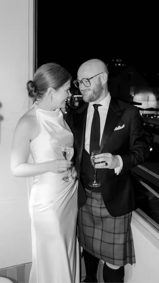 A Celebration Day: newlyweds sharing a toast