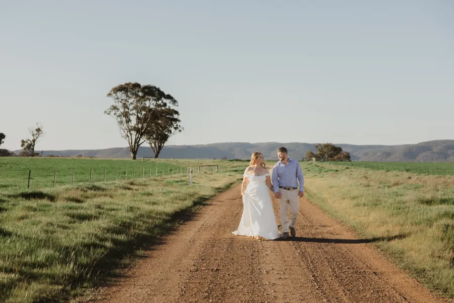 Meredith Photography: couple walking a country track
