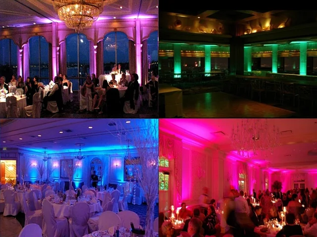 Sydney DJ & MC Services: Wedding receptions lit with pink, green, blue and magenta uplighting